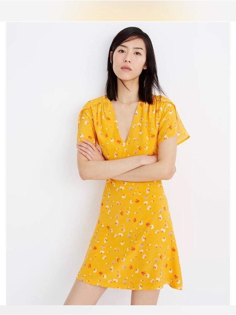 Madewell Yellow Floral Mini Dress